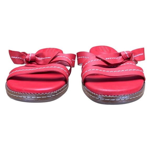 Cole Haan Grandseries Leather Strappy Flat Sandals Size 9.5 Red Cloudfeel Soft - Picture 2 of 8